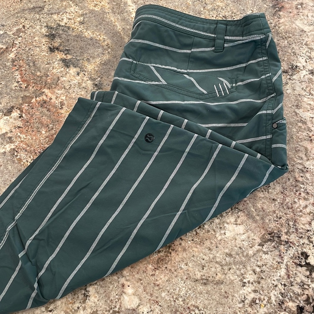 Green striped lulu shorts